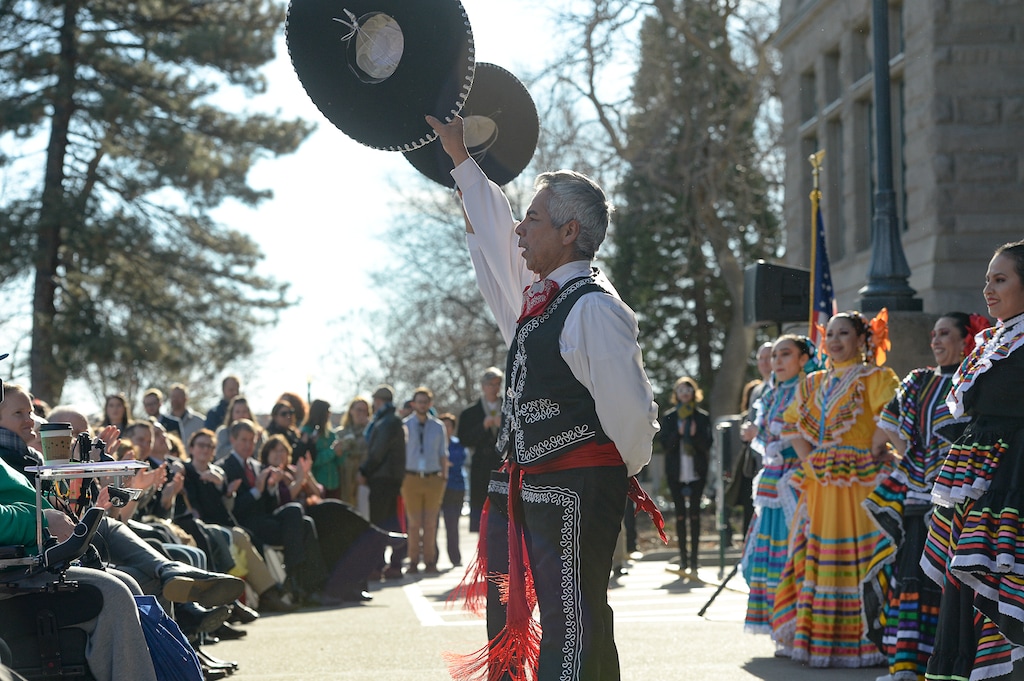 (Francisco Kjolseth  |  The Salt Lake Tribune) The Nonantzin Grupo Folklorico De La Gente Latina performs at Salt Lake City Hall on Jan. 6, 2020.