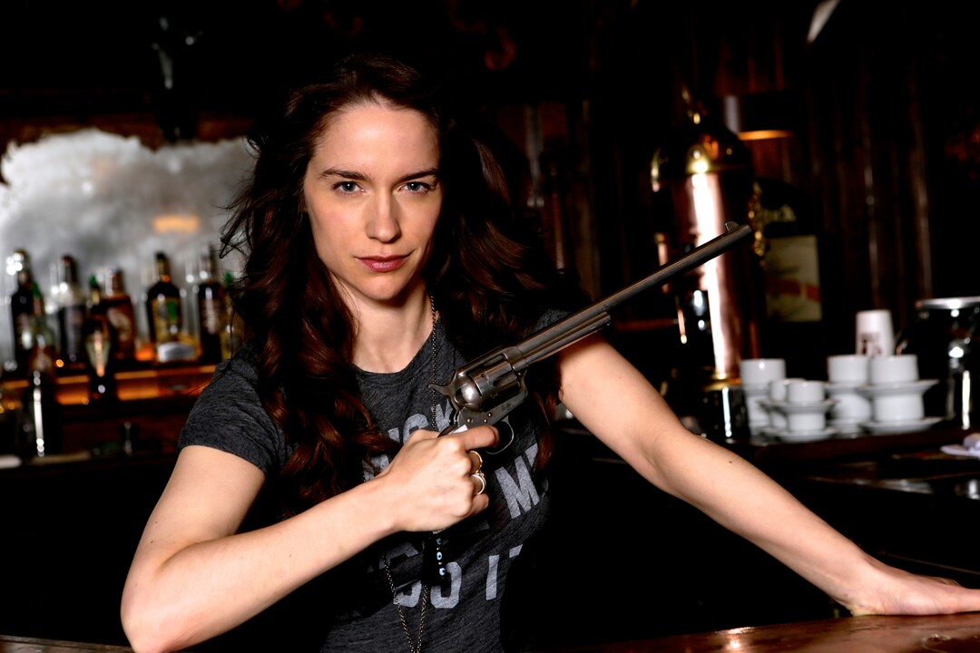 (Photo courtesy of Michelle Faye/Syfy)  Melanie Scrofano stars as the title character in “Wynonna Earp.”