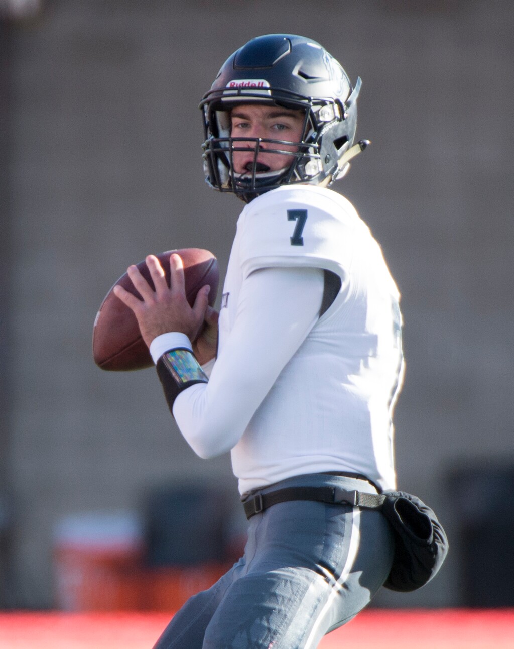(Rick Egan  |  The Salt Lake Tribune)    Corner Canyon quarterback Cole Hagen (7) looks to pass the ball for the Chargers, in 5A football semifinal action between Olympus and Corner Canyon on Nov. 8. Hagen threw four touchdowns to lead Corner Canyon, 31-14, over Skyridge for the Class 5A title on Friday, Nov. 16, 2018.