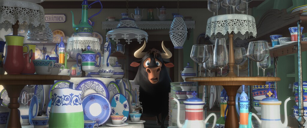 (Courtesy 20th Century Fox) Ferdinand the bull (voiced by John Cena) finds himself in a bull's worst nightmare — a china shop — in a scene from the animated "Ferdinand."