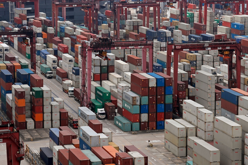 (Kin Cheung | AP file photo) Shipping containers are seen at a port of Kwai Tsing Container Terminals in Hong Kong, May 24, 2019. Kwai Tsing Container Terminals is one of the busiest ports in the world.