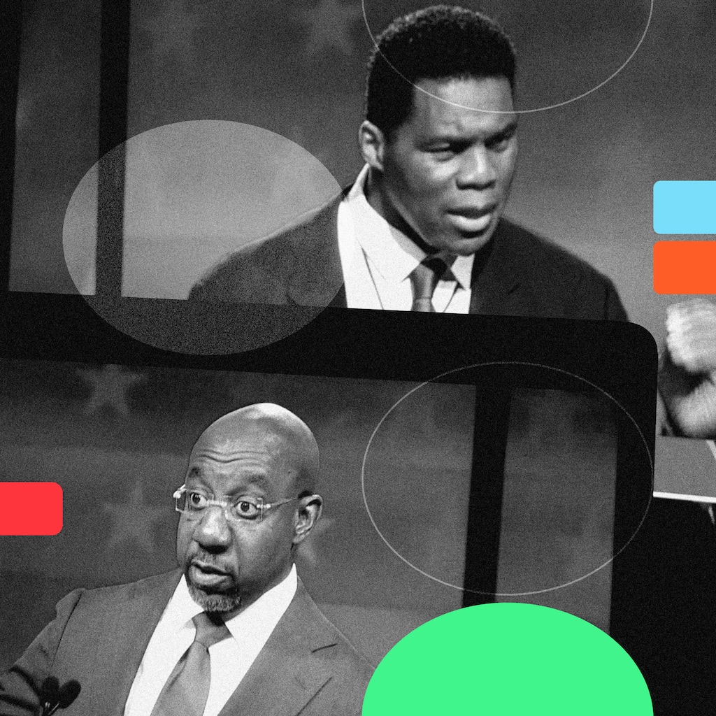 (Illustration by The New York Times; photograph by Kendrick Brinson/The New York Times)

Georgia Senate candidates Raphael Warnock and Herschel Walker.
