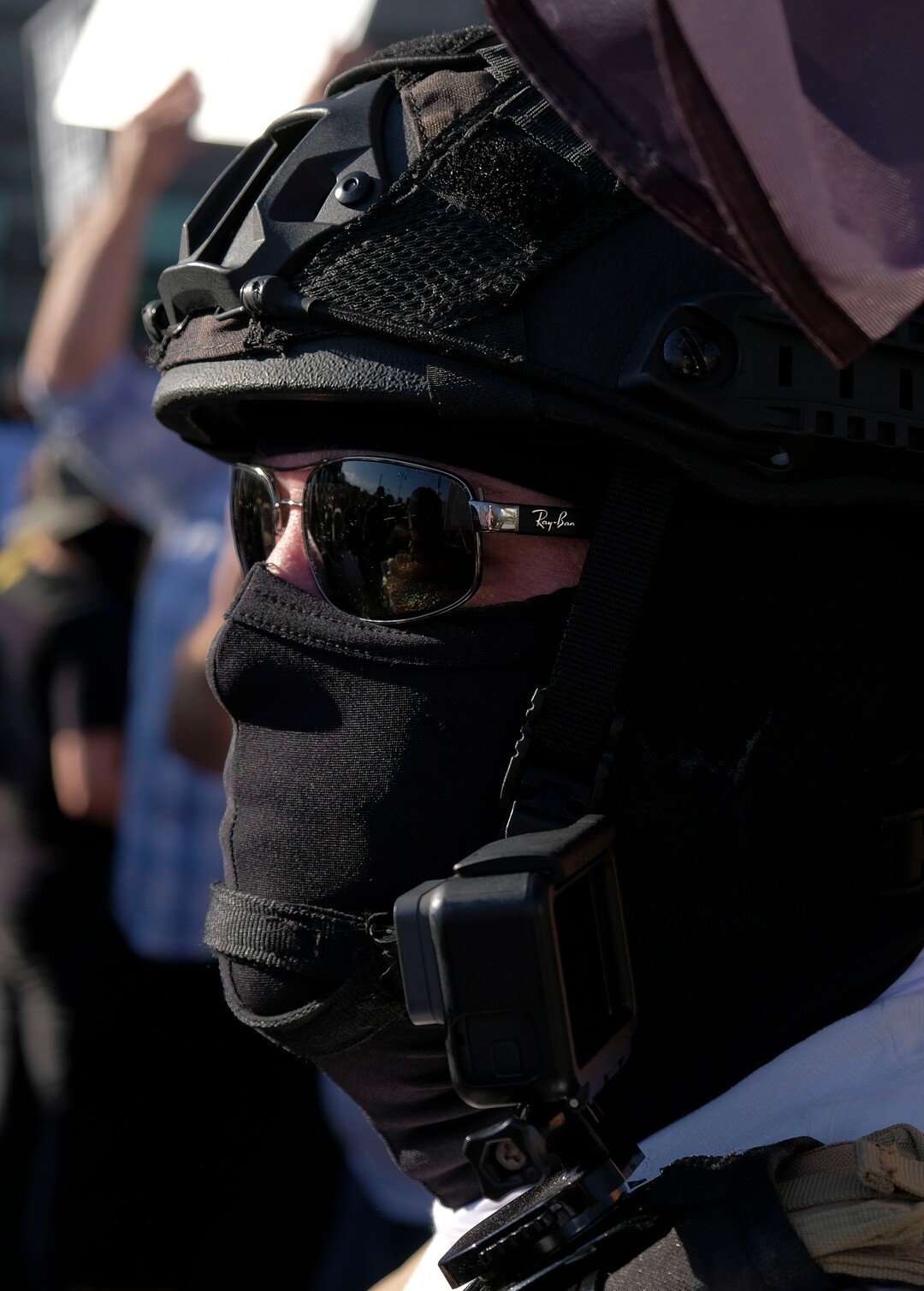 (Leah Hogsten  |  The Salt Lake Tribune) Supporters for Blue Lives Matter and the Cottonwood Heights Police Department attended Friday's Black Lives Matter rally. Five days after after nine protesters were arrested during a peaceful rally in memory of Zane James that turned into a violent clash with Cottonwood Heights officers, demonstrators gathered outside the police station Friday to denounce CHPD's actions and its officers for inciting the violence.