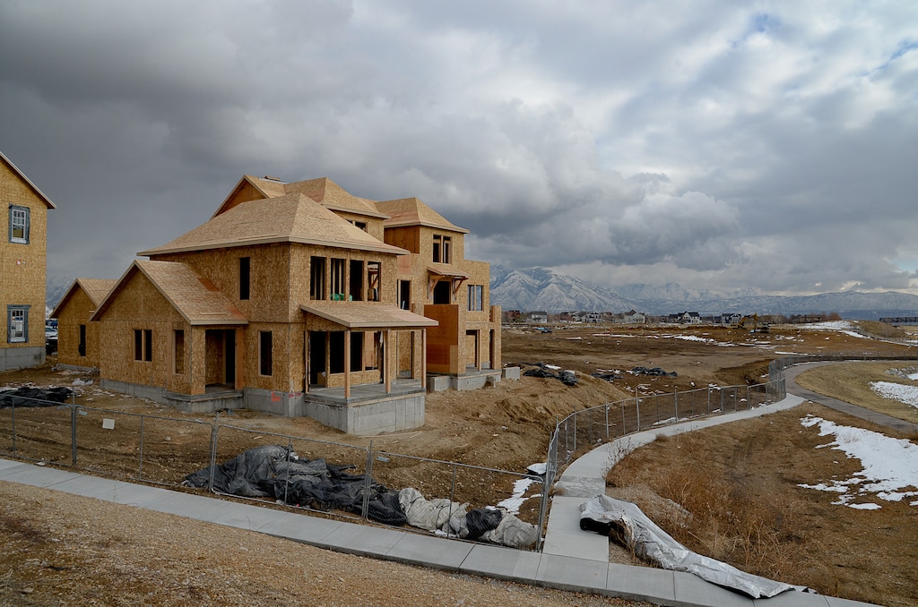 (Francisco Kjolseth  |  The Salt Lake Tribune) Ongoing development takes shape around Oquirrh Lake at Daybreak on Thursday, Jan. 9, 2020. Daybreak, the 4,100-acre master planned community in South Jordan, illustrates the idea of blending higher density housing and walkable community design with ample amounts of open space. That "smart growth" land use approach is being required by Salt Lake County for a proposed development called Olympia Hills, a 933-acre residential and commercial project proposed west of Herriman.