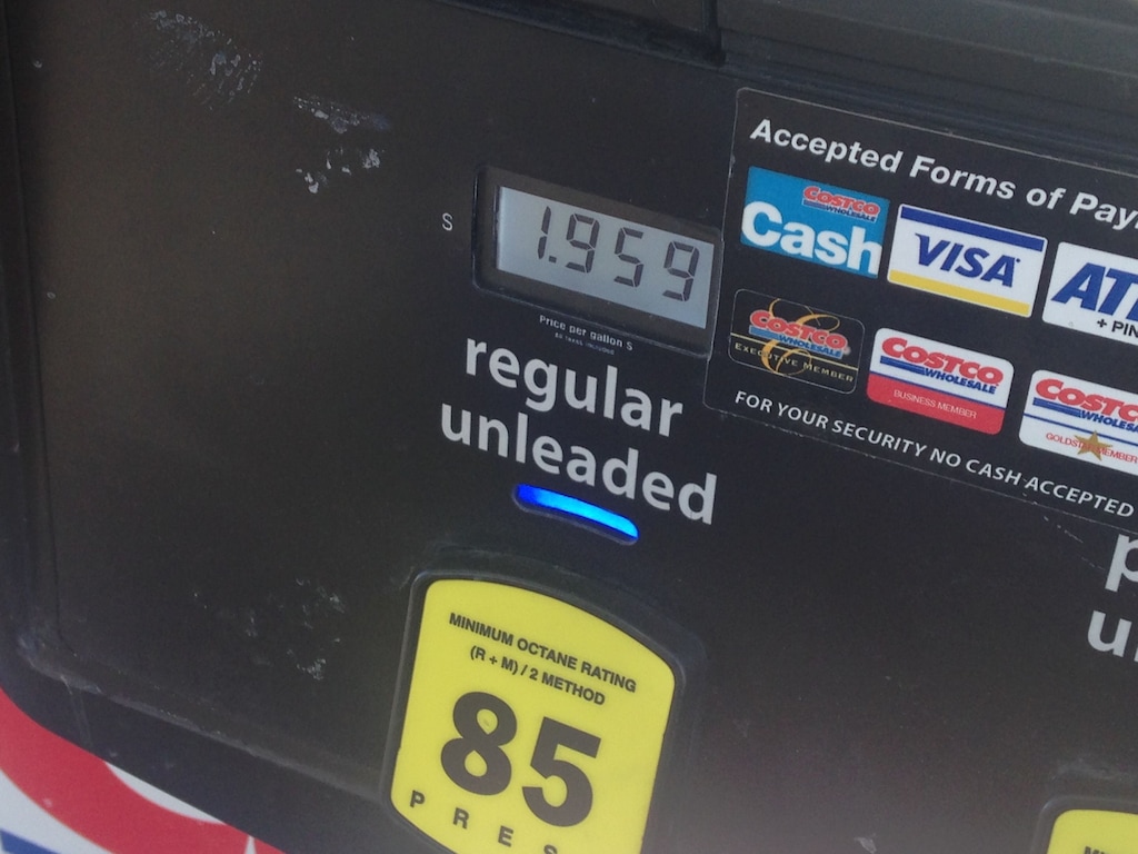 (Lee Davidson | The Salt Lake Tribune) Gasoline cost $1.95 a gallon on Monday, Feb. 11, 2019, at a Costco in West Valley City. Prices are dropping below $2 a gallon locally for the first time in about three years.
