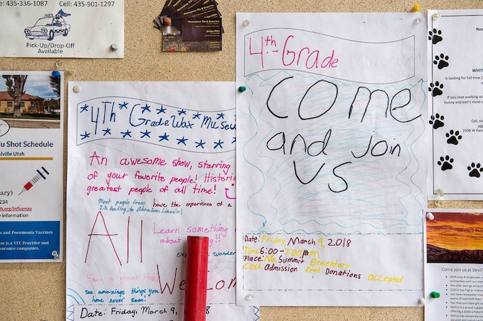 (Trent Nelson | The Salt Lake Tribune)  The bulletin board at the Summit Mercantile (locally referred to as the Merc) in Coalville, Friday March 2, 2018.