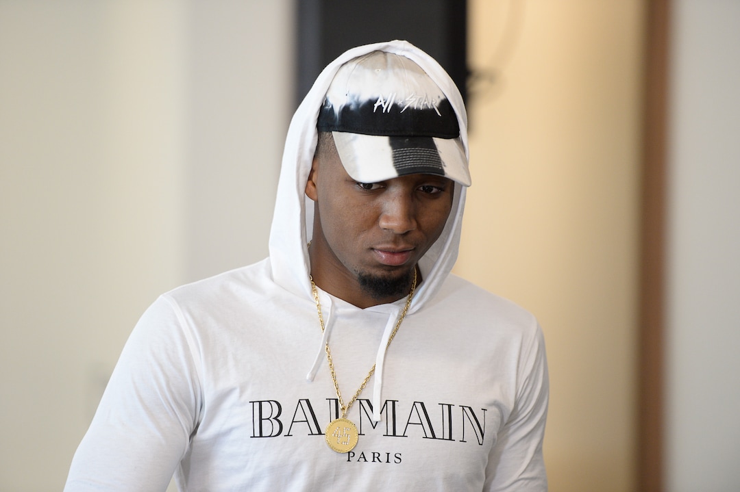 (Francisco Kjolseth  |  The Salt Lake Tribune)  Utah Jazz guard Donovan Mitchell begins his day with during exit interviews at their practice facility in Salt Lake City Wed., May 8, 2018, after losing to the Houston Rockets in game 5 of their Western Conference Semifinals during the 2018 NBA Playoffs.