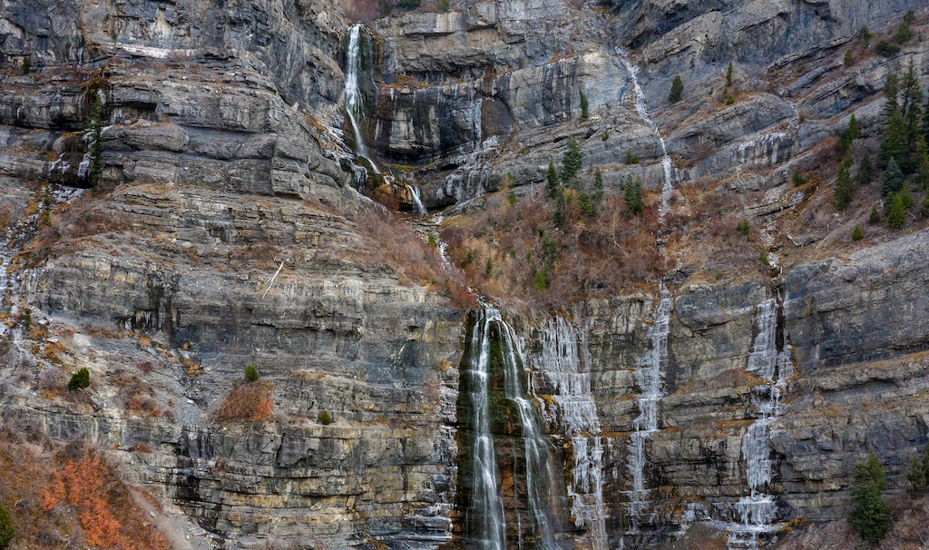 (Rick Egan | Tribune file photo) This file photo shows Bridal Veil Falls on Nov. 23. A developer who wants to build a drug rehabilitation center at the top of the falls in Provo unveiled more details about his proposal on Friday. The Utah County Commission, which now owns the popular spot, has a hearing scheduled on a proposed conservation easement protection on Wednesday, Dec. 9.