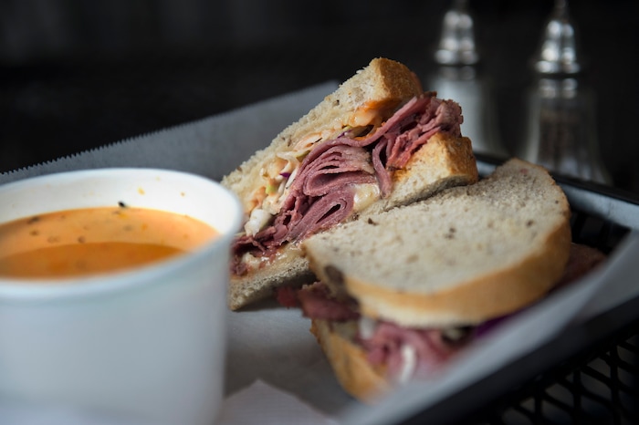 (Scott Sommerdorf   |  The Salt Lake Tribune)   A Reuben sandwich and cup of corn chowder at The Back Door Deli, 136 Heber Ave. in Park City.