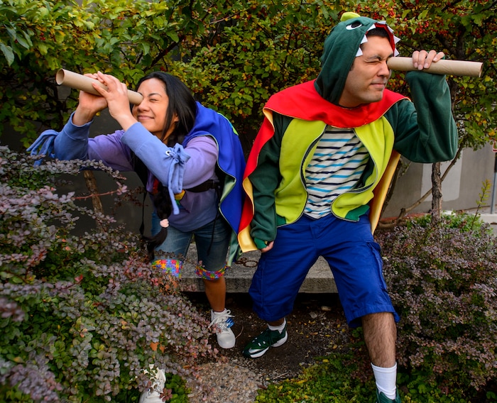 (Steve Griffin  |  The Salt Lake Tribune)  Ashley Marian Ramos and Benjamin Young rehearse for Elaine Jarvik's new children's play, "RIVER.SWAMP.CAVE.MOUNTAIN."
