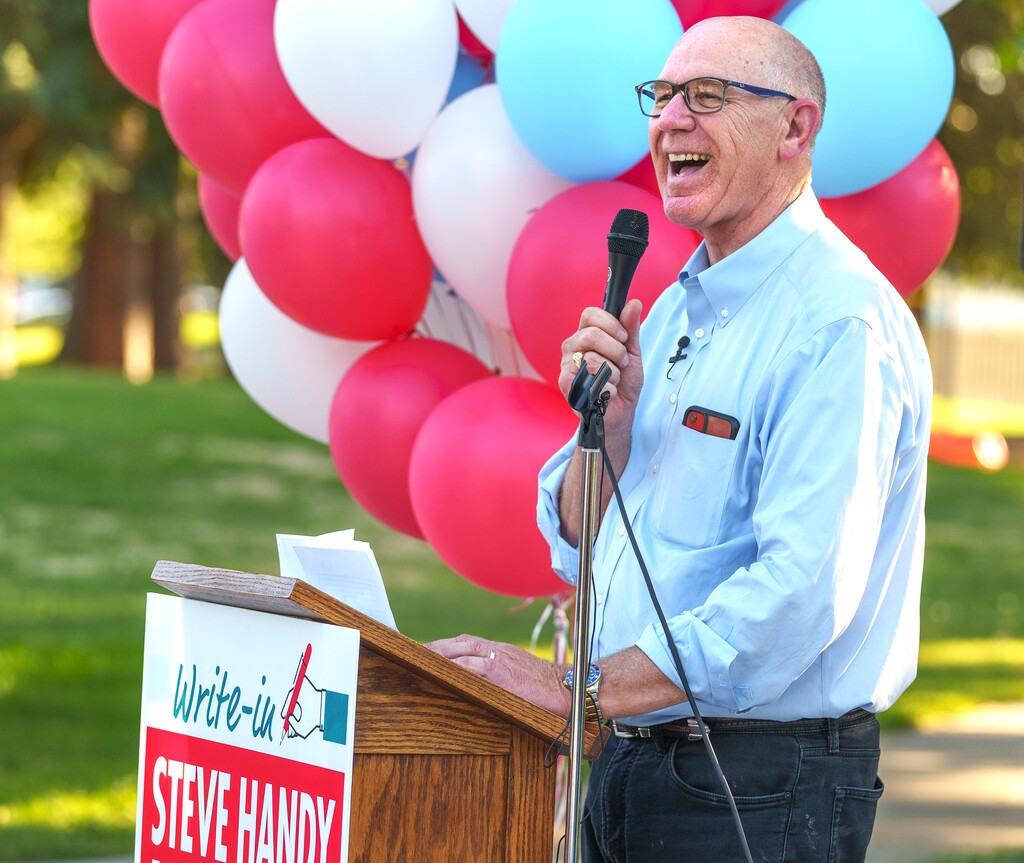 (Leah Hogsten | The Salt Lake Tribune) Former Utah Rep. Steve Handy, R-Layton — seen here launching his failed write-in campaign to keep his seat in 2022 — has been confirmed as the newest member of the Utah Department of Alcoholic Beverage Services commission, which implements liquor policy in the state.