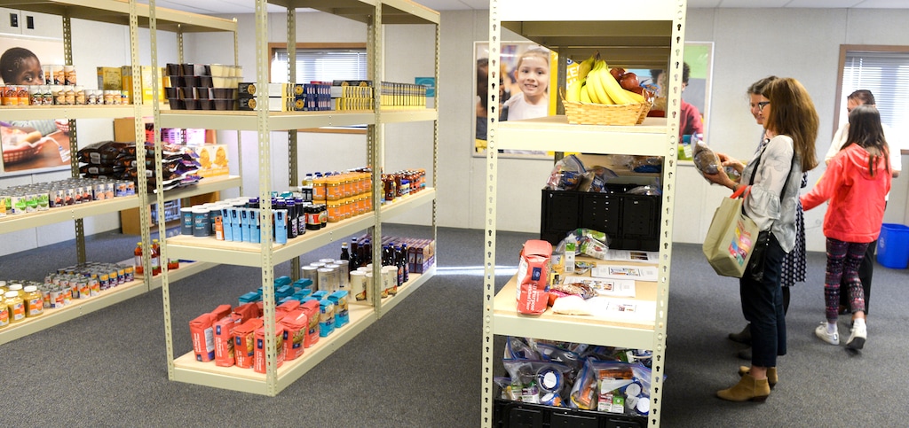 (Leah Hogsten  |  The Salt Lake Tribune) Smiths Food & Drug is helping to open a food pantry at David Gourley Elementary School in Kearns, where 80 percent of the 646 students qualify for free or reduced lunches, Tuesday, March 13, 2018. 