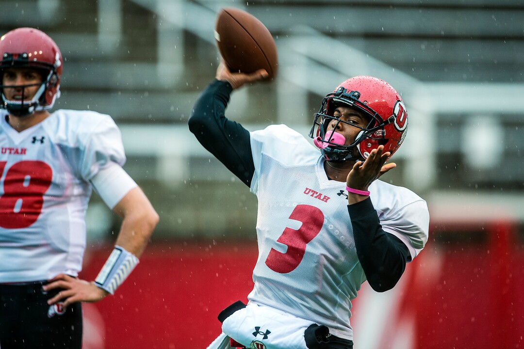 Chris Detrick  |  The Salt Lake TribuneUtah Utes quarterback Troy Williams (3) throws the ball during a scrimmage at Rice-Eccles Stadium Saturday March 25, 2017.  