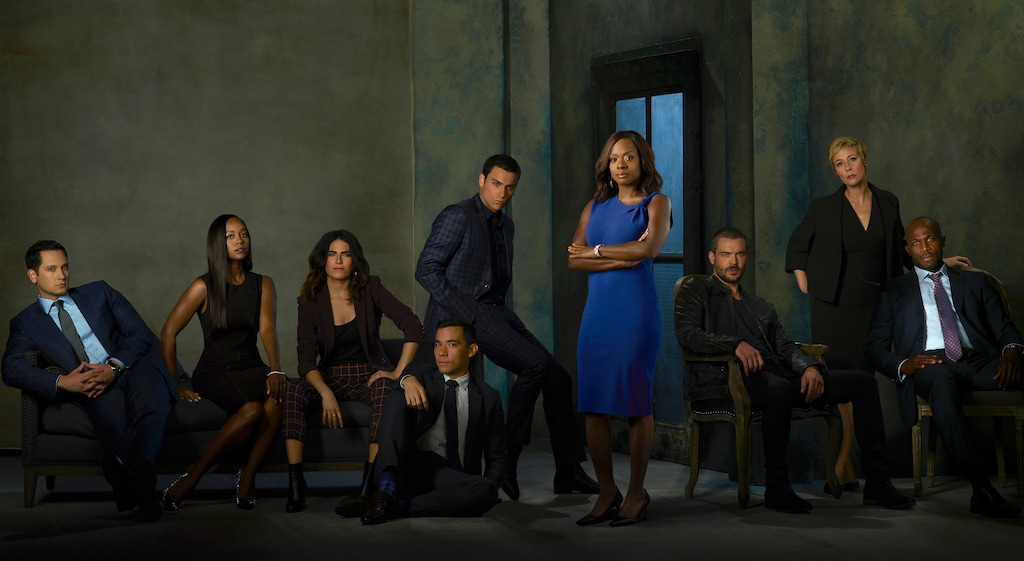 (Photo courtesy Bob D'Amico | ABC) "How To Get Away With Murder" stars Matt McGorry as Asher Millstone, Aja Naomi King as Michaela Pratt, Karla Souza as Laurel Castillo, Conrad Ricamora as Oliver Hampton, Jack Falahee as Connor Walsh, Viola Davis as Annalise Keating, Charlie Weber as Frank Delfino, Liza Weil as Bonnie Winterbottom and Billy Brown as Nate.
