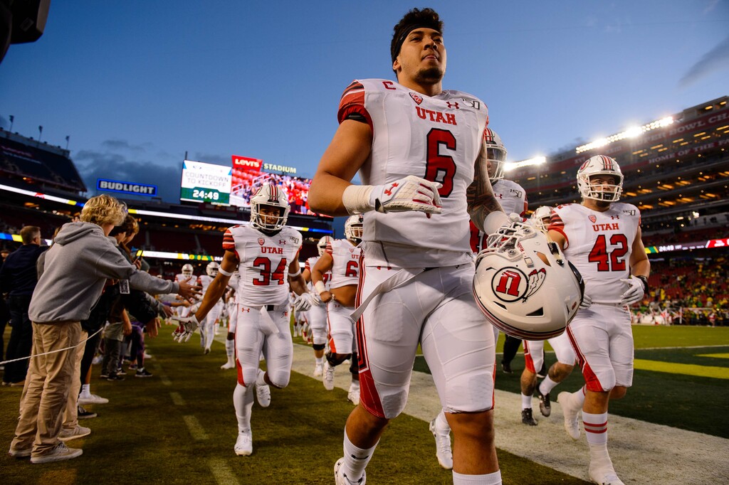 (Trent Nelson  |  The Salt Lake Tribune)Utah players warm up as Utah prepares to face Oregon in the Pac-12 football championship game in Santa Clara, Calif., on Friday Dec. 6, 2019.