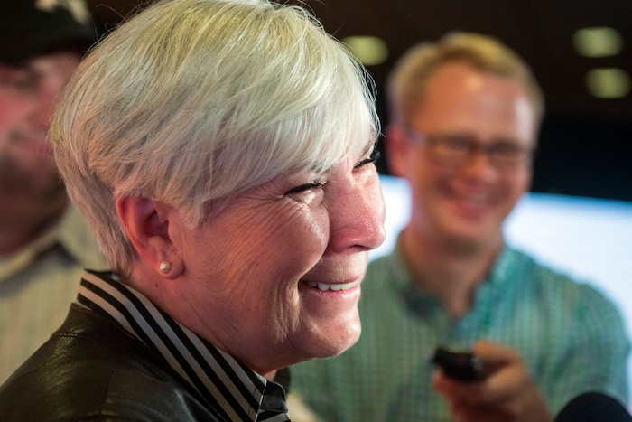 Chris Detrick  |  The Salt Lake Tribune
Gail Miller, Owner, Larry H. Miller Group of Companies, speaks during a presentation at Vivint SmartHome Arena Wednesday September 21, 2016. 