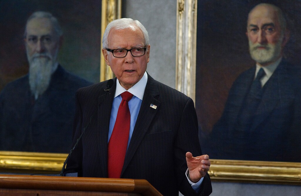 Leah Hogsten | The Salt Lake Tribune
Sen. Orrin Hatch discusses his insights on the Immigration Innovation Act of 2013 he introduced to bring reforms to the nation's immigration laws for high-skilled workers and an agriculture guest worker program at Zions Bank Building Founders Room, Wednesday, May 1,2013.