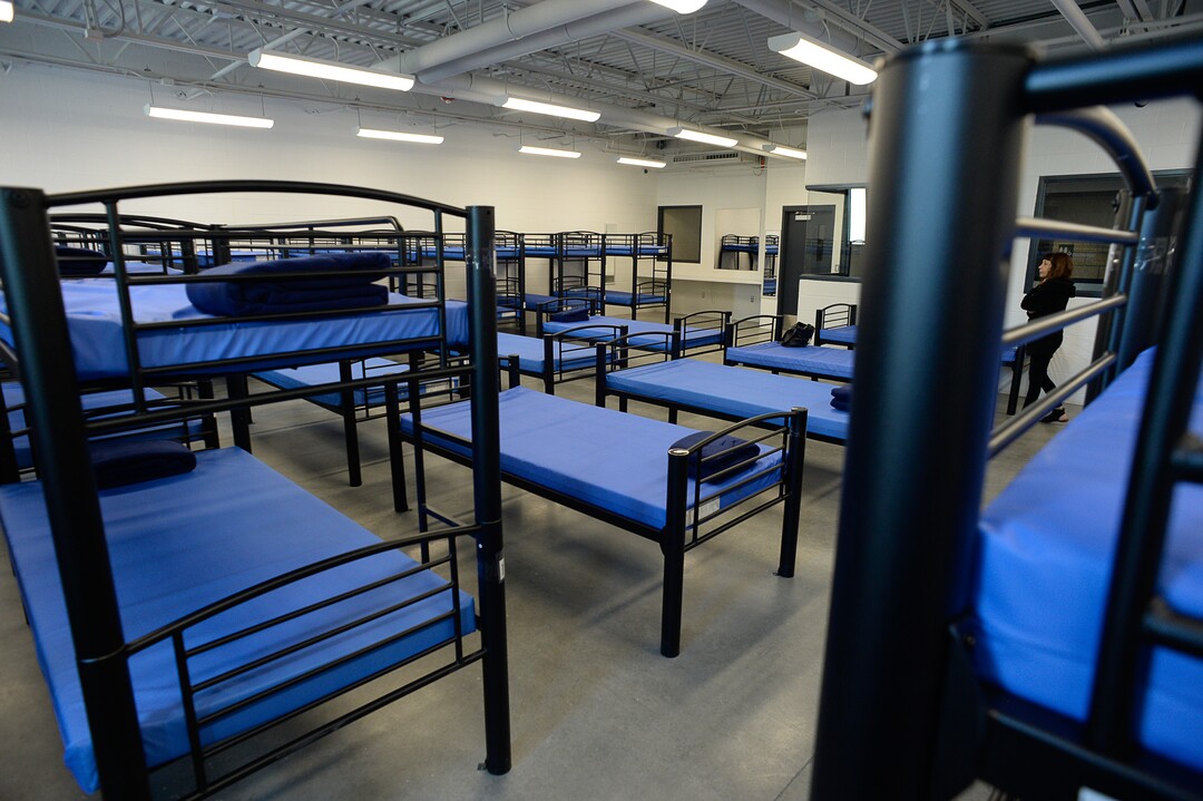 (Francisco Kjolseth  |  The Salt Lake Tribune)  Shelter the Homeless and Catholic Community Services of Utah (CCS) holds a public open house at the Gail Miller Resource Center on Friday, Sept. 6, 2019, with self-guided tours for the public to see the brand new building and learn about the services that will be provided there for both men and women. Pictured is the women's dorm with 40 beds.