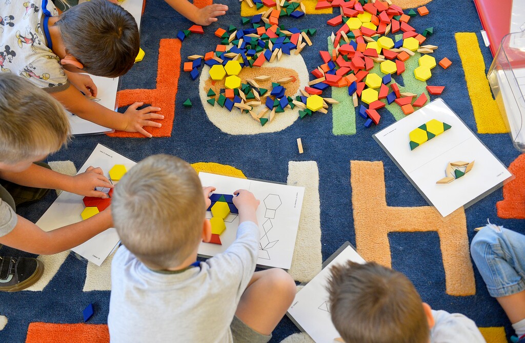 (Chris Samuels | The Salt Lake Tribune) Children participate in an activity at a daycare in Provo on Thursday, Sept. 22, 2022. 