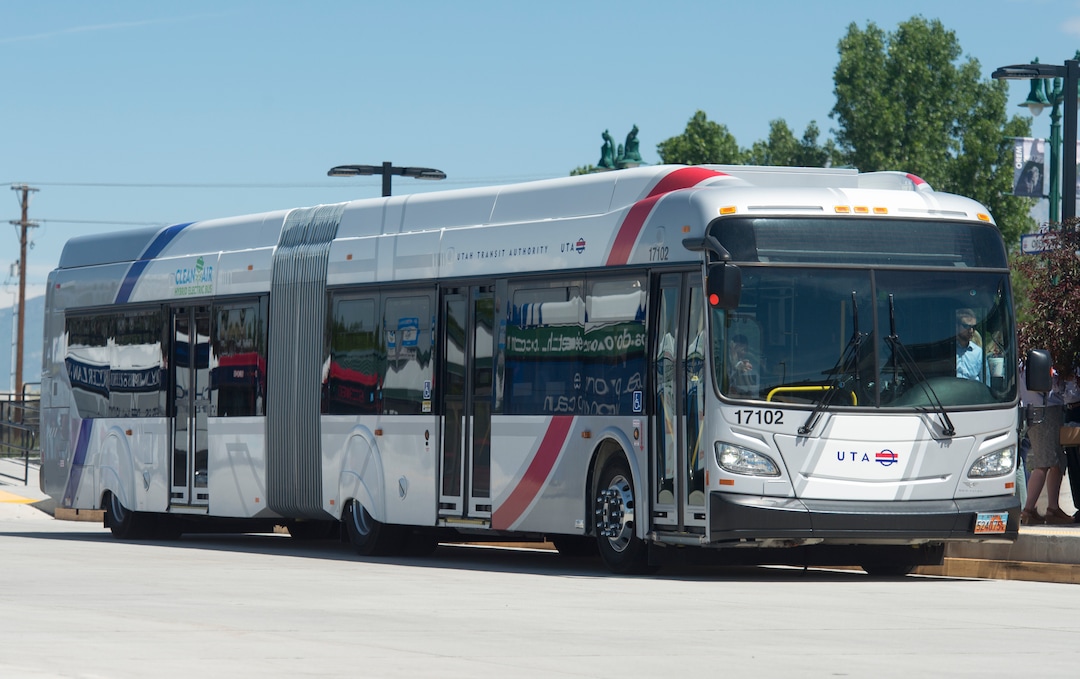 (Rick Egan  |  The Salt Lake Tribune)     The new UTA Utah Valley Express (UVX), which will be part of UTA's newest bus rapid transit system (BRT) between  Orem and Provo. It currently is being tested and is scheduled to begin operations in August. The new extra-long buses will run every 6 minutes. Wednesday, May 30, 2018.