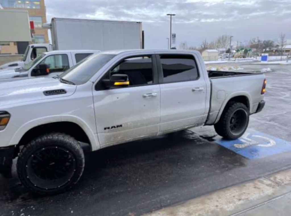 (Photo courtesy of Kramer Law Group)  A truck is damaged with bullet holes after another driver shot at it during a road rage shooting on Interstate 15 in Lehi on Jan. 25, 2021.