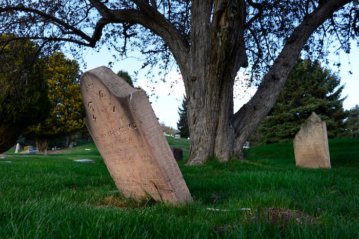 (Scott Sommerdorf | The Salt Lake Tribune)
The Salt Lake City Cemetery, Friday, April 13, 2018. The cemetery is historic, beloved by relatives, neighbors, nature and recreation lovers -- and needs about $27 million in repairs, improvements and financial aid. The city is reviewing a master plan to make fixes and improvements. 
