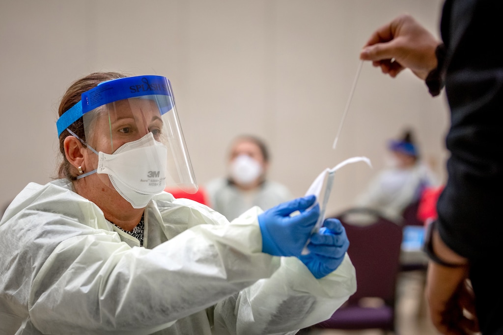 (Benjamin Zack  | Courtesy of Weber State University) Weber State University conducts wide-scale COVID-19 testing for students and employees at the Ogden campus on Tuesday, November 10, 2020.