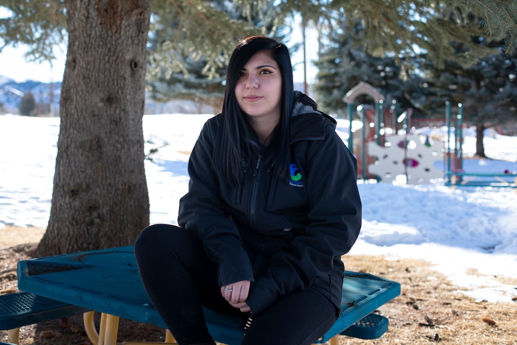 (Hugh Carey | Special to The Tribune) Patricia Herrera, who escaped from Integrity House and was held in a juvenile detention center for several months, on Feb. 6, 2022, in Eagle, Colo. Herrera and other former residents accused the program director, Daniel Taylor, of rape.