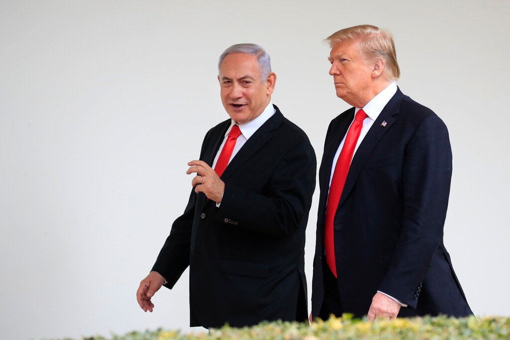 (Manuel Balce Ceneta | AP file photo) President Donald Trump and visiting Israeli Prime Minister Benjamin Netanyahu walk along the Colonnade of the White House in Washington on March 25, 2019. Netanyahu on Wednesday, Aug. 21, 2019, is steering clear of Trump’s comments questioning the loyalty of American Jews who support the Democratic Party, ignoring condemnation from Jewish critics who accuse him of voicing longstanding anti-Semitic tropes.