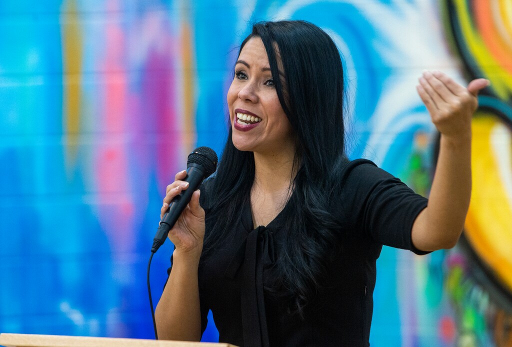 (Rick Egan  |  The Salt Lake Tribune file photo ) Nubia Peña, director of Utah Division of Multicultural Affairs, makes a few comments at "Mural Experience" at the Salt Lake Valley Youth Center, Wednesday, Feb. 26, 2020. She will lead a  multicultural subcommittee to advise the state’s coronavirus task force.