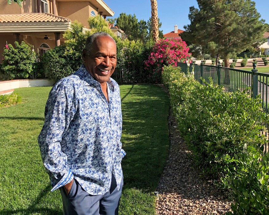 This Monday, June 3, 2019 photo provided by Didier J. Fabien shows O.J. Simpson in the garden of his Las Vegas area home. Simpson has launched a Twitter account with a video post in which the former football star says he’s got a “little gettin’ even to do.” Simpson confirmed the new account to The Associated Press on Saturday, June 15, 2019. He said in a phone interview it will be a lot of fun and that he had some things to straighten out. (Didier J. Fabien via AP, File)