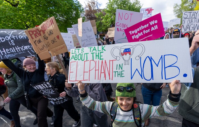 (Rick Egan | The Salt Lake Tribune) More than one thousand protesters gather at the steps of The Capitol for the Bans Off Our Bodies protest hosted by Planned Parenthood, on Tuesday, May 3, 2022.
