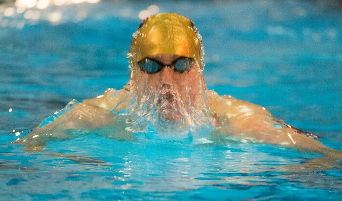 (Rick Egan  |  The Salt Lake Tribune)    West Lake Swimmer, Denty Anderson, places first in the Men's 100 Yard Breastsroke, in 6A State Swimming Championships in Bountiful, Friday, February 9, 2018.