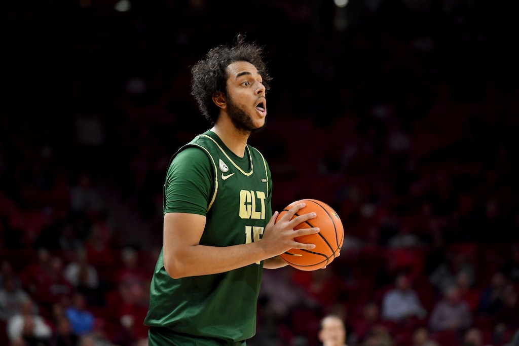 (Michael Woods | AP) Charlotte forward Aly Khalifa (15) shoots against Arkansas during an NCAA college basketball game Tuesday, Dec. 7, 2021, in Fayetteville, Ark.