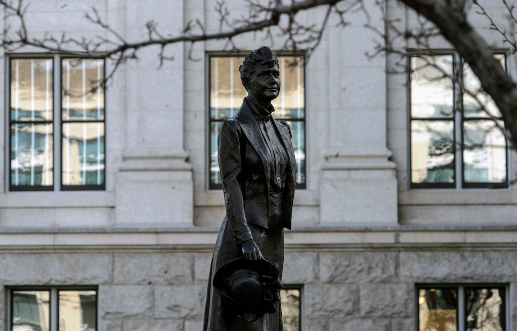 (Steve Griffin  |  The Salt Lake Tribune) Statue of Dr. Martha Hughes Cannon at the Utah State Capitol. SJR1, a concurrent resolution initiating the replacement of the state's statue of Philo Farnsworth in the United States Capitol with a statue of Dr. Martha Hughes Cannon, passes out of the Senate and heads to the House, following discussion in the Senate Chamber in the State Capitol in Salt Lake City Monday January 29, 2018. 