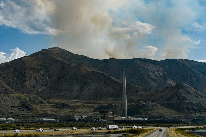 (Francisco Kjolseth  |  The Salt Lake Tribune)  A grass fire in Tooele county being dubbed the the Green Ravine fire burns on Tuesday, Sept. 3, 2019.