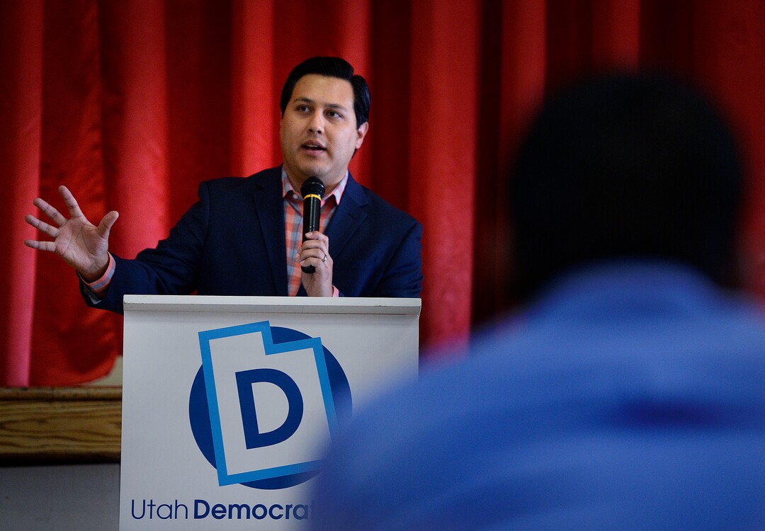 (Scott Sommerdorf   |  The Salt Lake Tribune)   James Singer speaks at the rally entitled "#SummerResistance Day of Action: Protecting DACA," put on by the Utah State Democratic Party and Utah State Democratic Hispanic Caucus at the Centro Civico Mexicano, Sunday, August 20, 2017. 