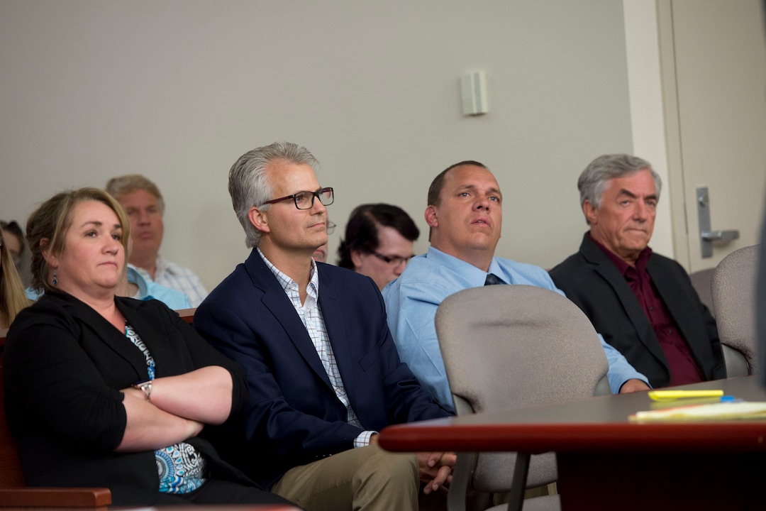 (Jeremy Harmon  |  The Salt Lake Tribune) UEP board members Shirlee Draper, Arnold Richter, Jeff Barlow and Don Timpson listen during a UEP hearing in Salt Lake City on Tuesday, June 18, 2019. 