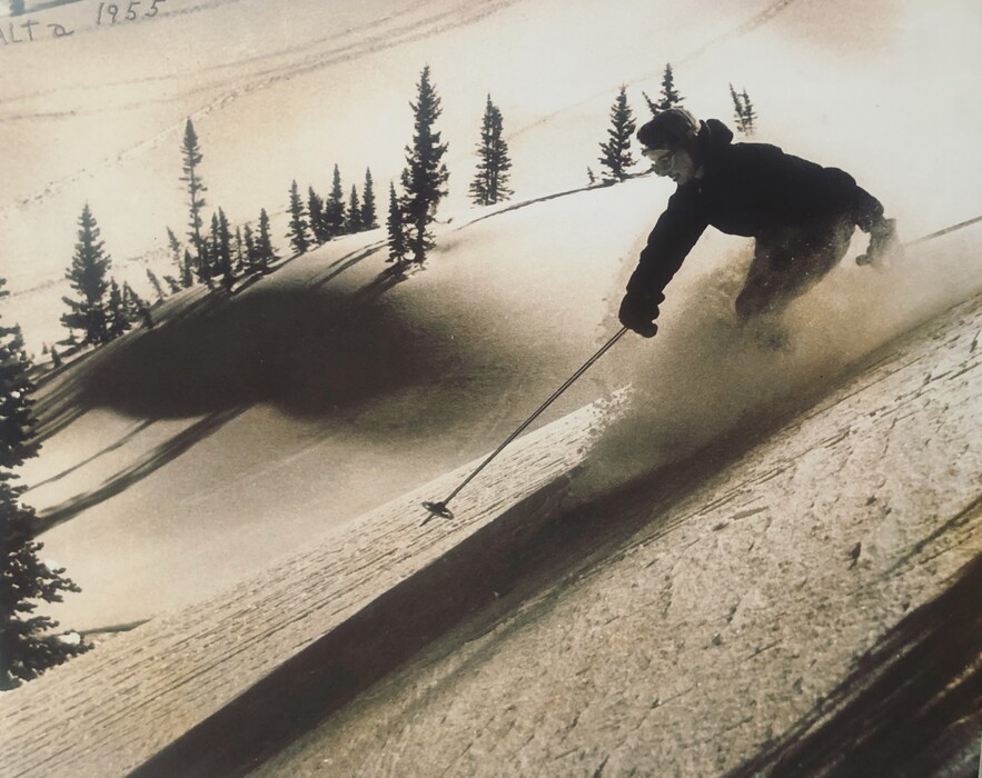 (Photo courtesy of the Bounous family) Maxine Bounous skis Alta in this 1955 photograph. Bounous, a Provo native, became one of the first women in the United States to be certified as a ski instructor. She died June 23, 2020 at age 94.