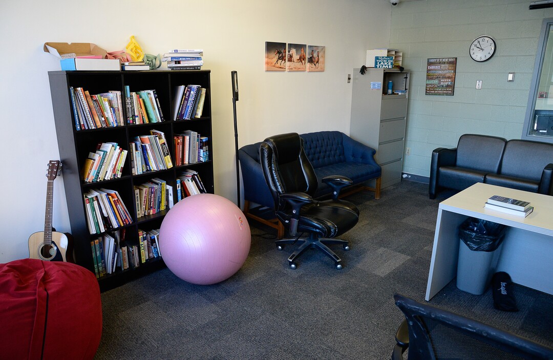 (Francisco Kjolseth  |  The Salt Lake Tribune) Juvenile Justice Services holds a press conference at Decker Lake Youth Center in West Valley City on Wednesday, Jan. 15, 2020, to discuss its success after juvenile justice reforms were passed in 2017. A walking tour provided a glimpse into a therapy room in the programming unit.
