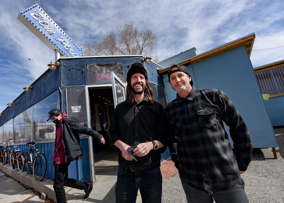 (Francisco Kjolseth  | The Salt Lake Tribune) Co-owners John Bouzek, left, and Joe Mandl are seeing the end of an era after announcing they will be closing their beloved Blue Plate Diner in Salt Lake City on May 4, after 20 years in business. A new development is going in on the corner that is forcing it to shut down.