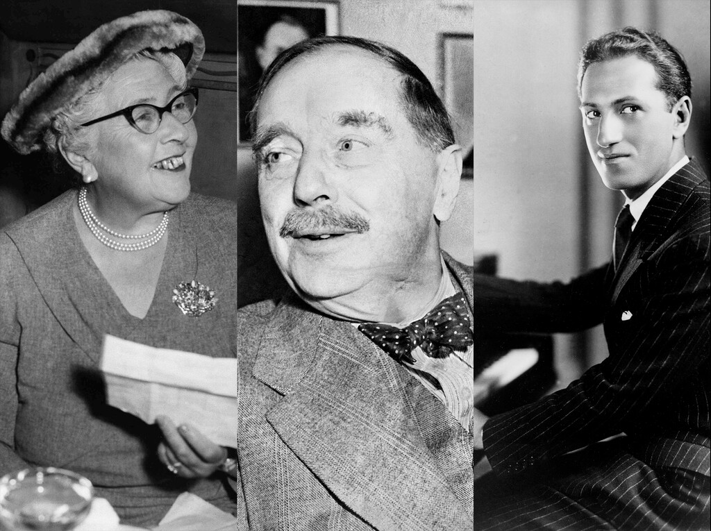 (AP file photos) From left, mystery writer Agatha Christie, novelist H.G. Wells and composer George Gershwin. Copyrights on some of their works lapsed early this year, putting certain books and music in the public domain and available to artists for repurposing.