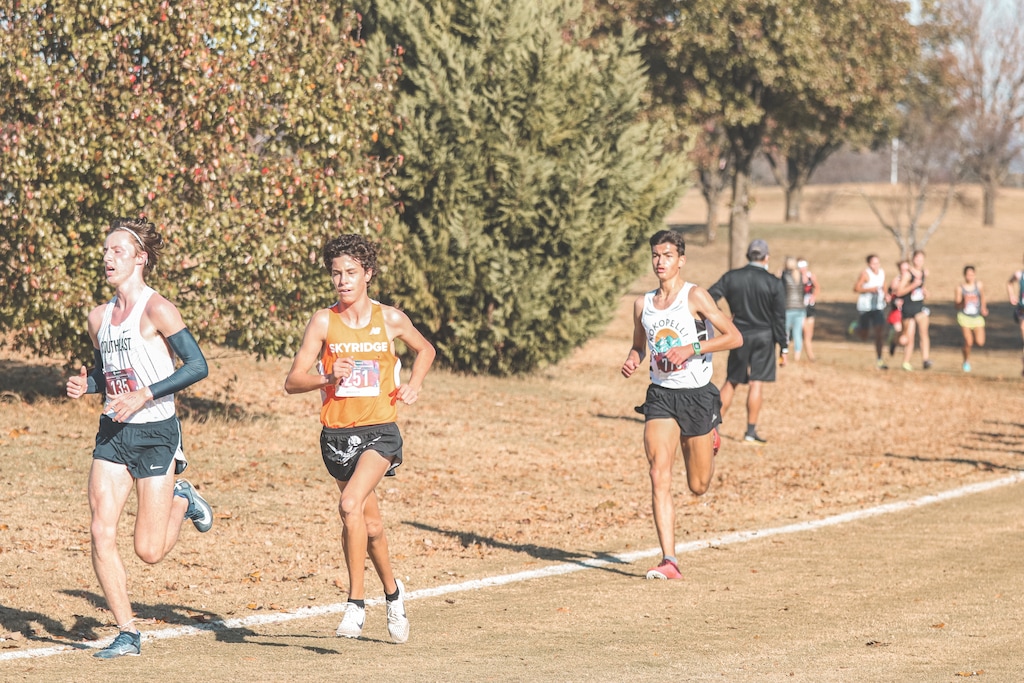 (Photo courtesy of Creed Thompson) Skyridge High senior runner Creed Thompson, center, won the Gatorade award for boys' cross country in Utah.