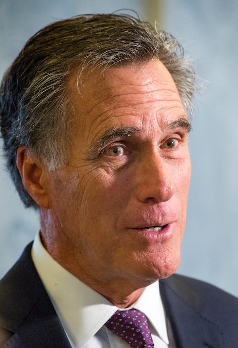 (Rick Egan  |  The Salt Lake Tribune)    Mitt Romney talks to the media after he filed to run for the United States Senate, in the Lt. Governor's office at the State Capitol, Thursday, March 15, 2018.