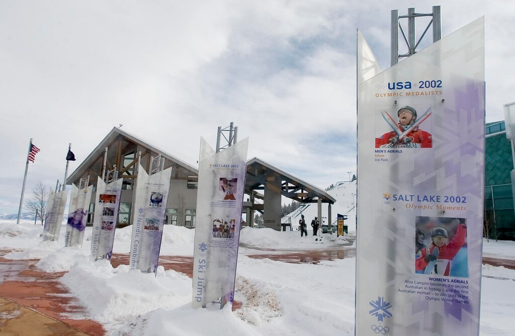 Steve Griffin  |  The Salt Lake TribuneMarkers re-live the excitement of the 2002 Winter Olympics at the Utah Olympic Park in Park City Jan. 7, 2005.