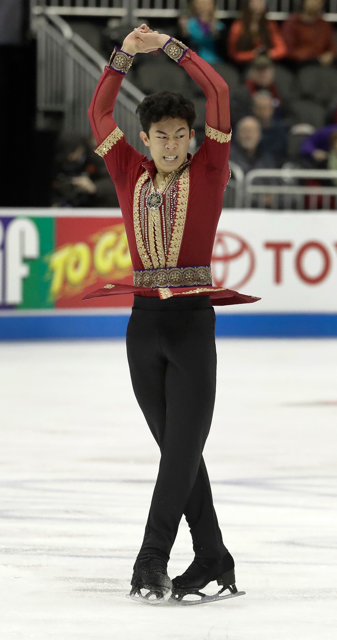 Nathan Chen performs during the men's free skate competition at the U.S. Figure Skating Championships Sunday, Jan. 22, 2017, in Kansas City, Mo. (AP Photo/Charlie Riedel)
