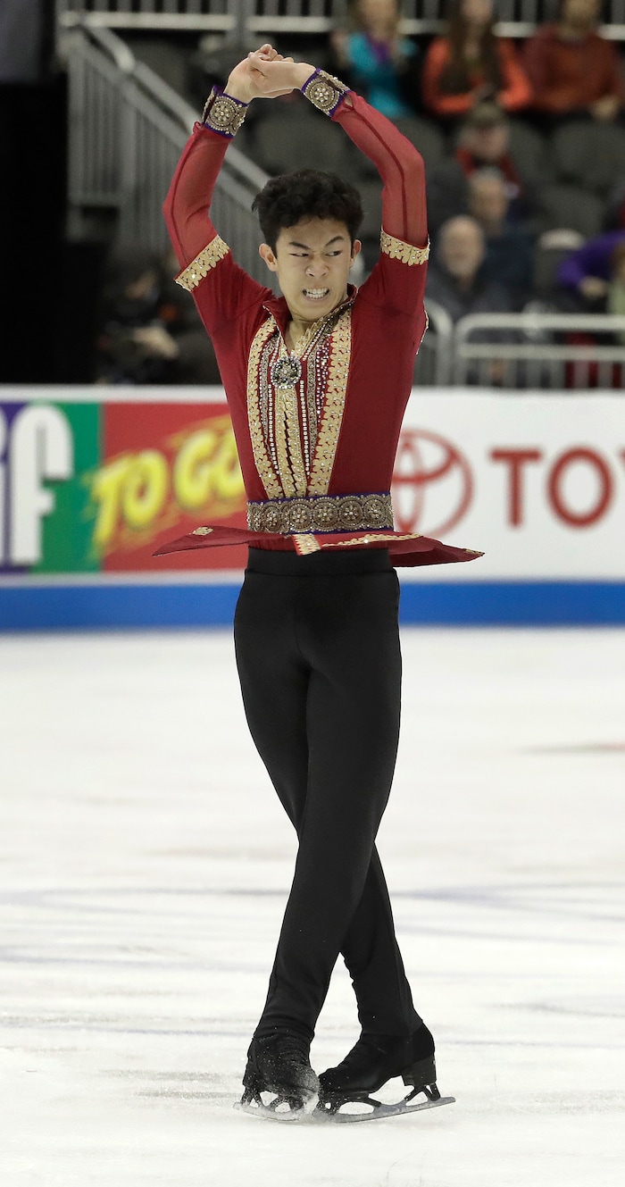 Nathan Chen performs during the men's free skate competition at the U.S. Figure Skating Championships Sunday, Jan. 22, 2017, in Kansas City, Mo. (AP Photo/Charlie Riedel)