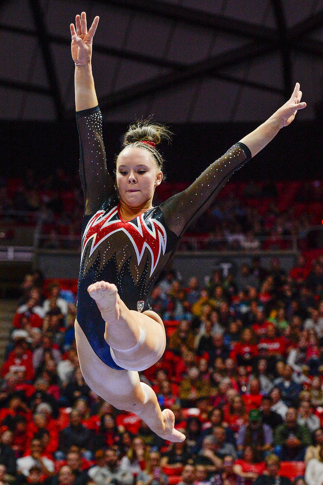(Leah Hogsten  |  The Salt Lake Tribune) Maile OÕKeefe performs her routine on the beam as the University of Utah fifth-ranked gymnastics team hosts No. 12 University of Kentucky during its home opener, Jan. 3, 2020, at the Huntsman Center.