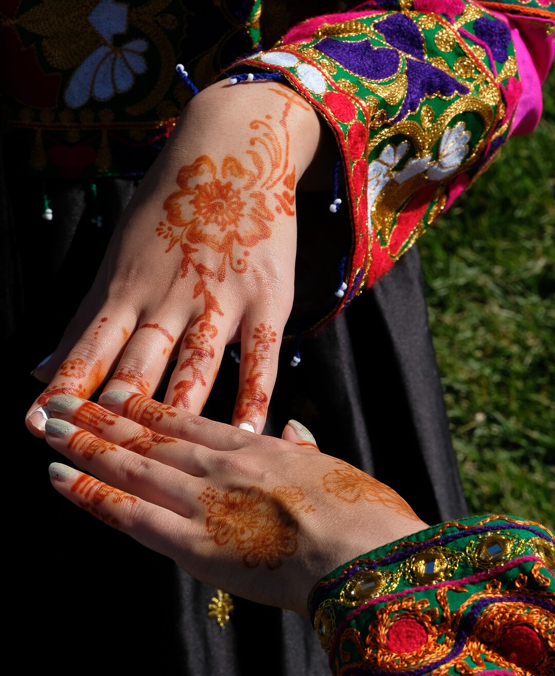(Francisco Kjolseth  |  The Salt Lake Tribune)  Women members of the Khadeeja Islamic Center in West Valley City mark show their henna designs during the end of Ramadan, a 30 day period of fasting and spiritual growth on Wed. June 5, 2019.