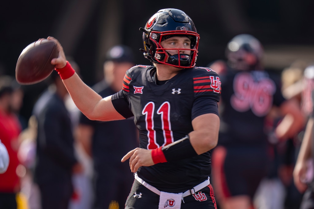 (Rick Egan | The Salt Lake Tribune) Utah quarterback Isaac Wilson (11) warms up on the field before Big-12 Football action between the Utah Utes and the Kansas State Wildcats at Rice-Eccles Stadium, on Saturday, Nov. 22, 2025.